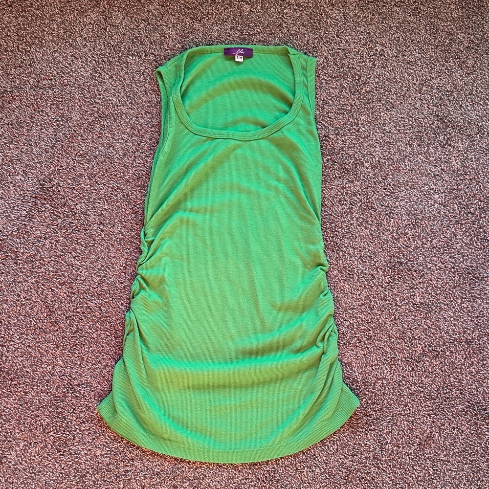 Maternity Ruched Scoop Neck Tank Top in Bright Green